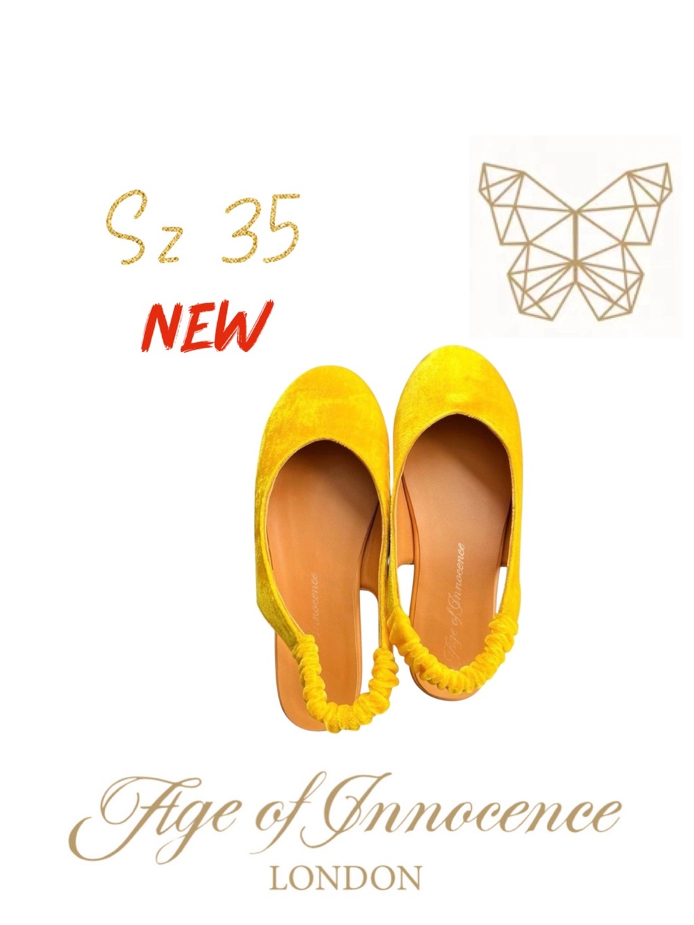 NWT AOI age of innocence Matilda velvet yellow shoes